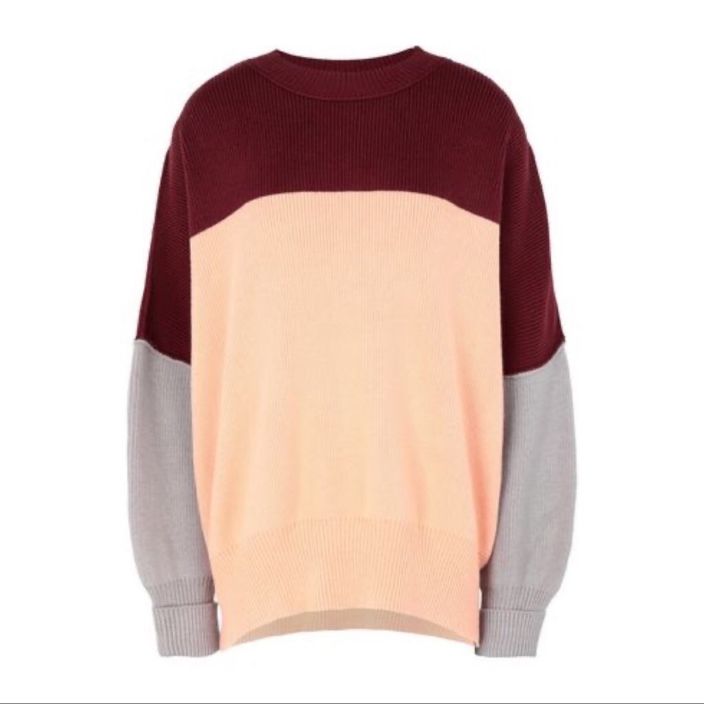 Free People Easy Street Oversized Sweater Color Block Size S In Peach Combo NWOT - Picture 5 of 16